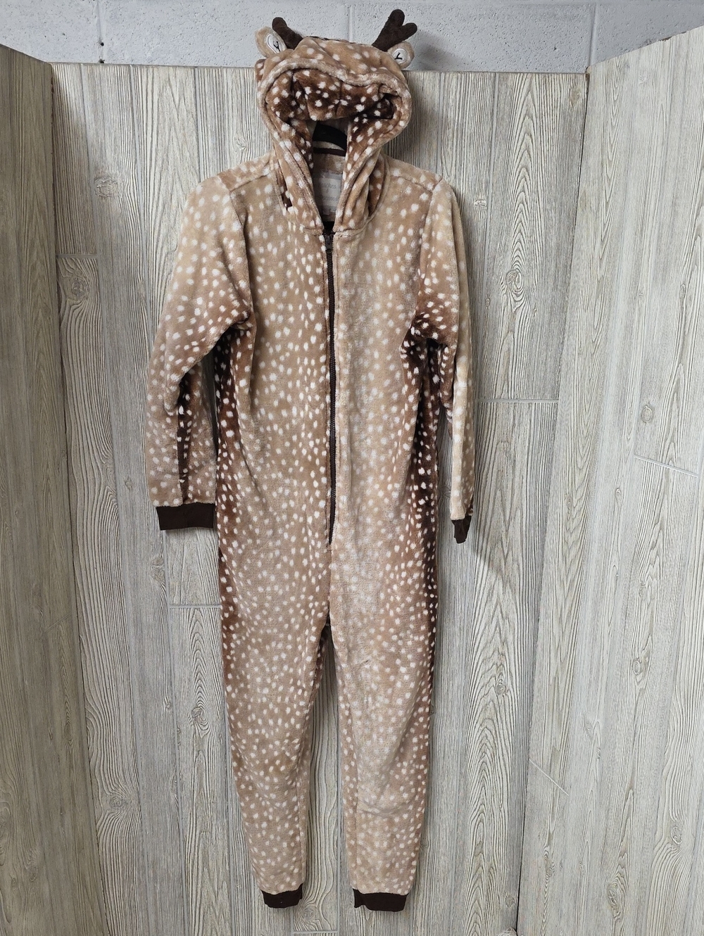 Peaches & Dreams Deer Hooded Onesie Plush Outfit Womens Size Medium